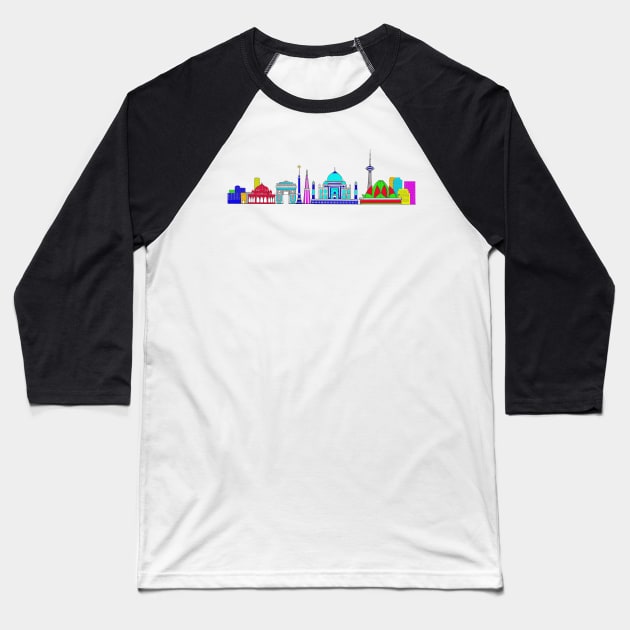 New Delhi skyline buildings Baseball T-Shirt by drknice